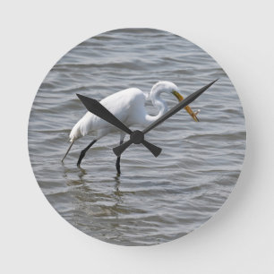 Chincoteague National Wildlife Great Heron Egret Runde Wanduhr