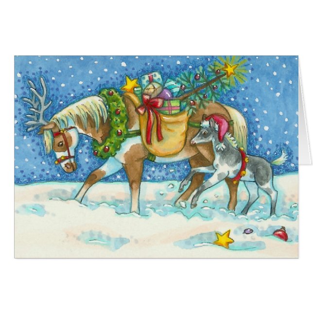 CHINCOTEAGUE PONIES CHRISTMAS GREETCARD Leere (Vorderseite (Horizontal))