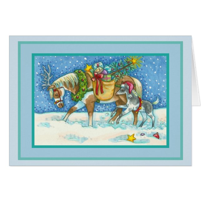 CHINCOTEAGUE PONIES CHRISTMAS GREETCARD Verse (Vorderseite (Horizontal))
