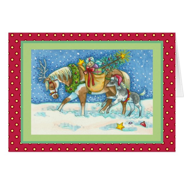 CHINCOTEAGUE PONIES CHRISTMAS GREETCARD Verse (Vorderseite (Horizontal))
