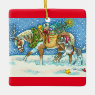 CHINCOTEAGUE PONIES CHRISTMAS ORNANATION KERAMIKORNAMENT