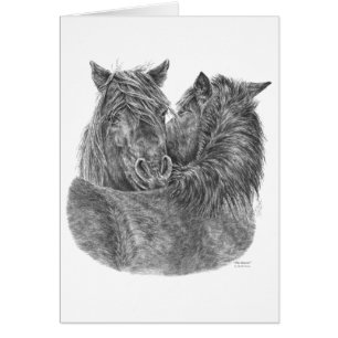 Chincoteague Ponies Grooming Zeichnend von Kelli S