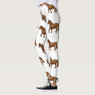 Chincoteague Pony Braune Aquarellmalerei Pferd Leggings
