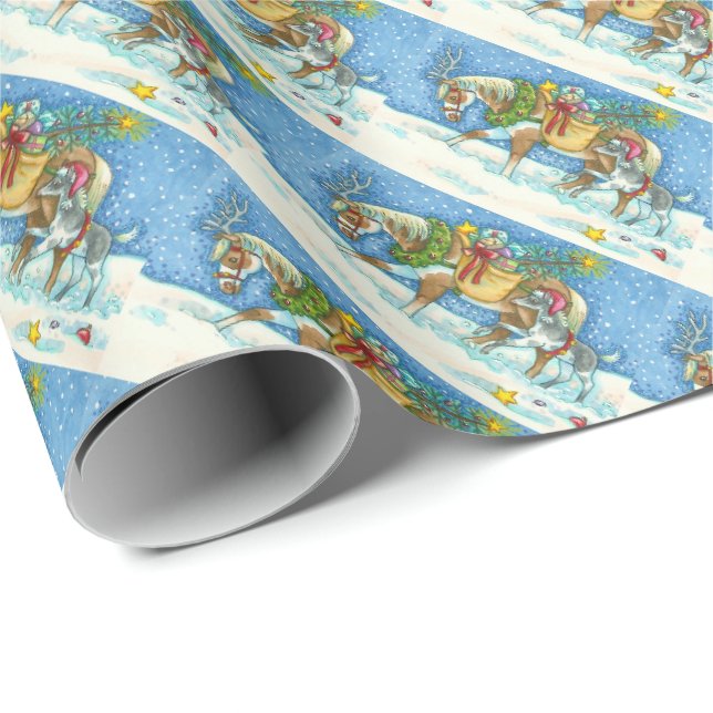 CHINCOTEAGUE PONY & COLT CHRISTMAS WRAPPPAPIER GESCHENKPAPIER (Rolleneckpunkt)
