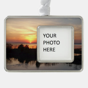 Chincoteague Sunset II Virginia Landschaft Rahmen-Ornament Silber