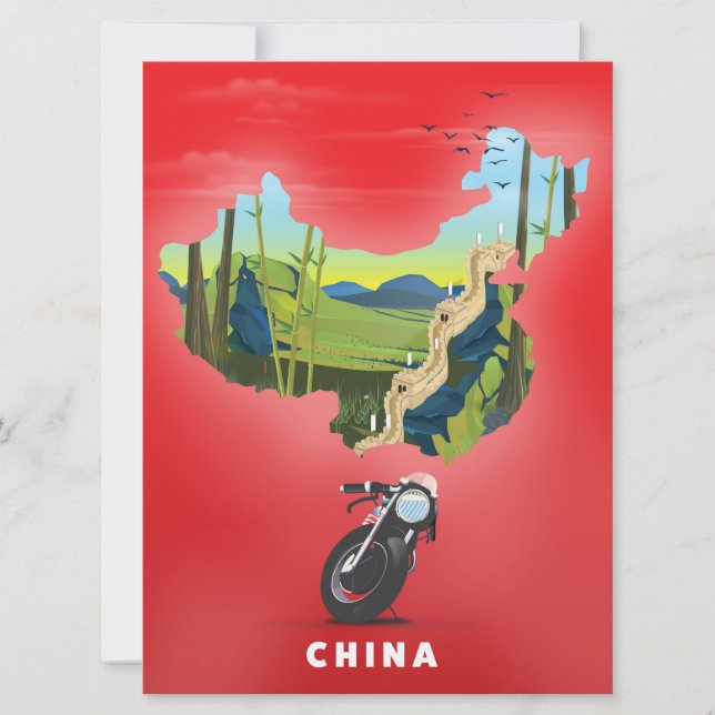 Chine Carte illustrée affiche de voyage (Devant)