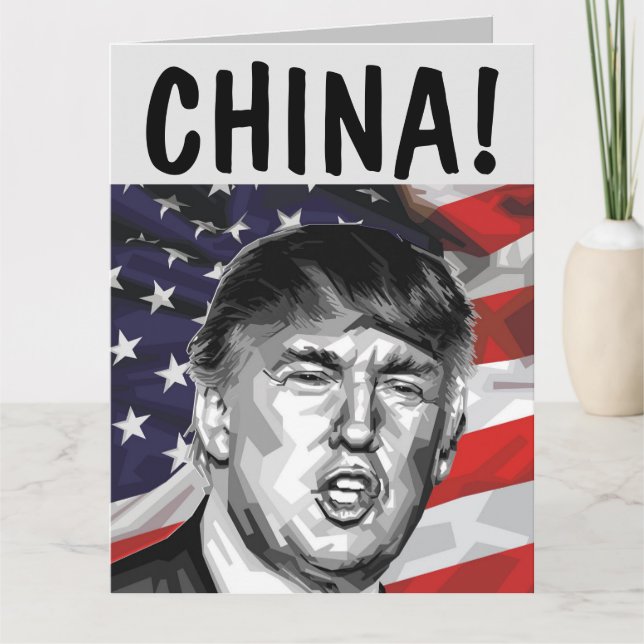 CHINE ! DONALD TRUMP GRANDE CARTE D'ANNIVERSAIRE (Devant)