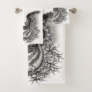 Chine Dragon, noir et blanc Design en Tattoostyl