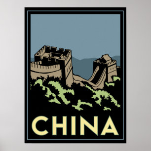 chine grand mur asie art déco voyage rétro