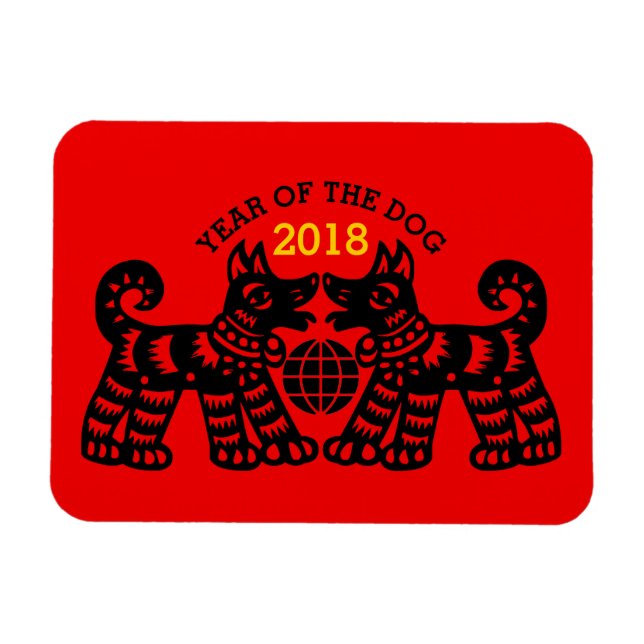 Chine Papercut Earth Dog Année 2018 Photo Magnet (Horizontal)