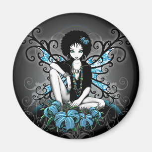 "Chine" Retro Lillies Turquoises Magnet d'art
