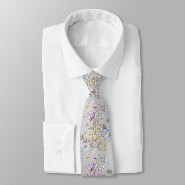 Chine soirée, Toile, Naturszene, antique, muster,  Krawatte (Gebunden)