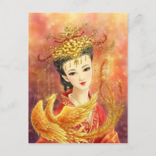 Chinese Bride with Phoenix Fantasy Postcard Postkarte