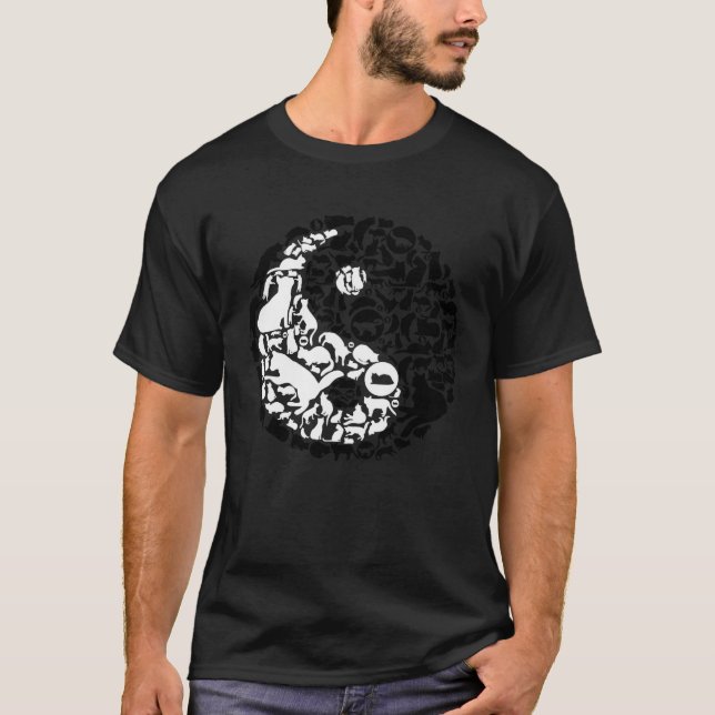 Chinese Cats Yin Yang Symbol Cat T-Shirt (Vorderseite)