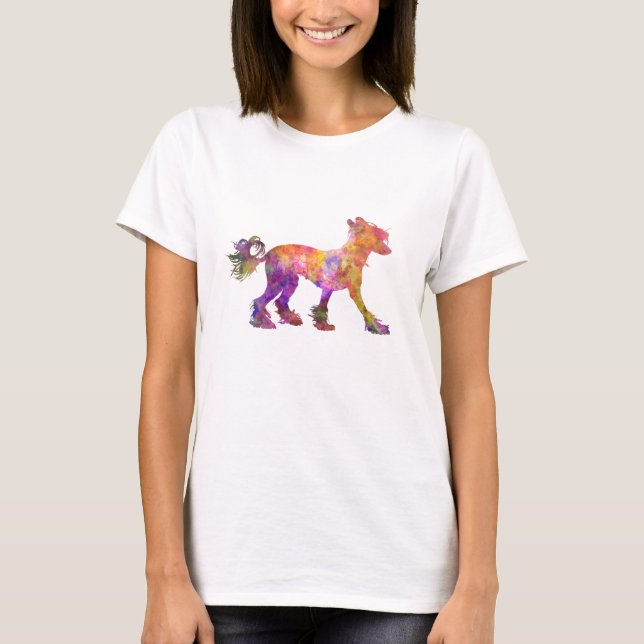 Chinese crested dog 01 in Watercolor 2 T-Shirt (Vorderseite)