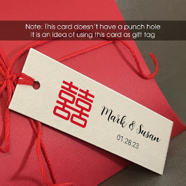 Chinese Double Happiness Wedding Tag (1x3 inch)