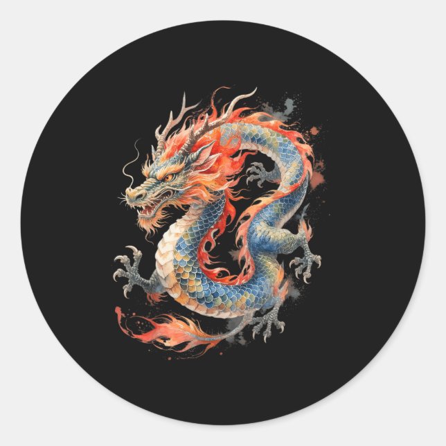 Chinese Dragon Asian Mythology Zodiac  Runder Aufkleber (Vorderseite)