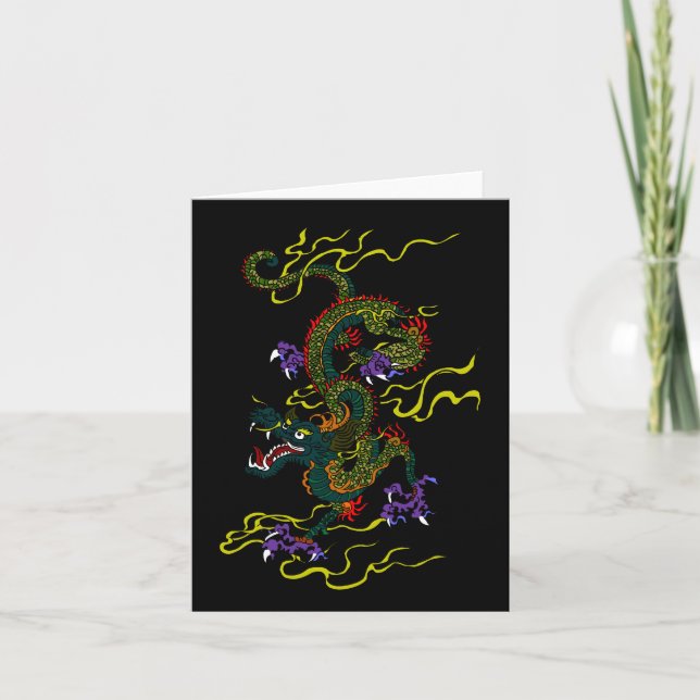 Chinese Dragon Blank Note Cards Karte (Vorderseite)