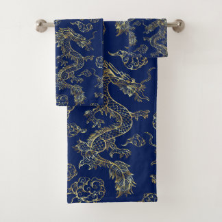 Chinese Dragon Gold and Dark Blue