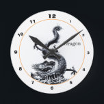 Chinese Dragon & Home Lucky Protectors / Dragons Runde Wanduhr<br><div class="desc">WALL CLOCKS: Chinese Dragon & Lucky House Protector. A legendary serpent-like creature that appears in the folklore of many cultures around the world. In Asian legends it was the one who connects world of gods with human world. Spiritual messenger of enlighten beings. Art/Masterworks series - Ancient China. Original Photography/Art/Design by...</div>