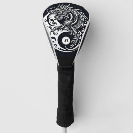 Chinese Dragon in Black and White Personalized Golf Headcover