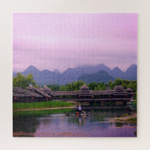 Chinese Fisherman, Lake bei Sonnenuntergang Landsc