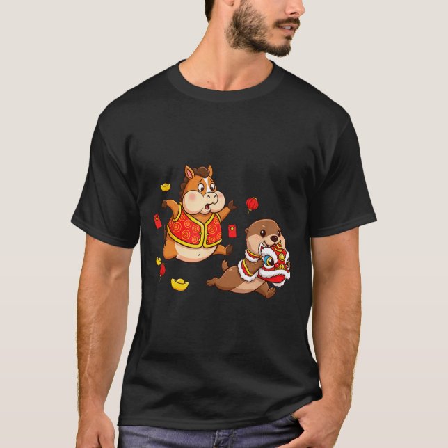 Chinese Horse Otter Funny Kids Mens Womens Happy N T-Shirt (Vorderseite)