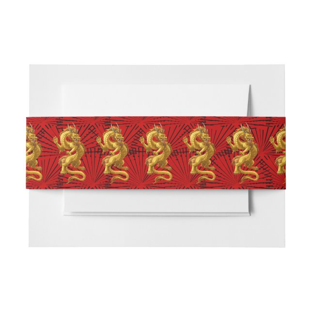Chinese Lucky Gold Dragon Einladungsbanderole (Vorderseite Beispiel)
