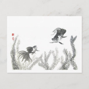 Chinese Lucky Goldfish Postcard Postkarte