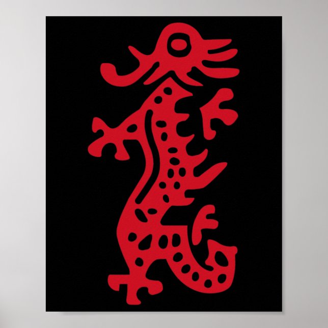 Chinese Mah Jong Red Dragon Tile Mahjong Costume Poster (Vorne)