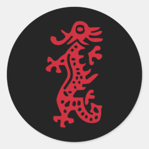 Chinese Mah Jong Red Dragon Tile Mahjong Costume Runder Aufkleber