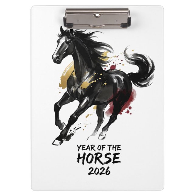 Chinese New Year 2026 Horse Art Klemmbrett (Vorderseite)