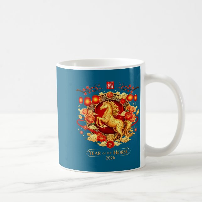 Chinese New Year 2026 Horse Happy Chinese New Year Kaffeetasse (Rechts)
