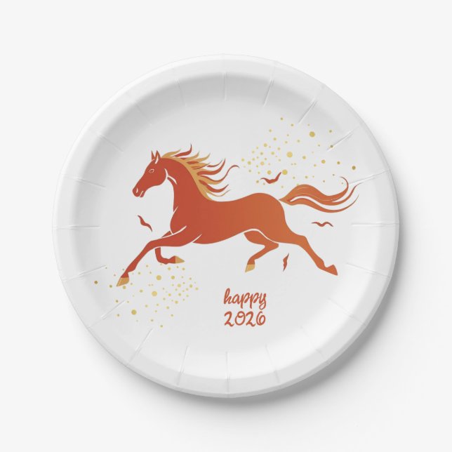 Chinese New Year 2026 Horse Ink New Year Party Pappteller (Vorderseite)