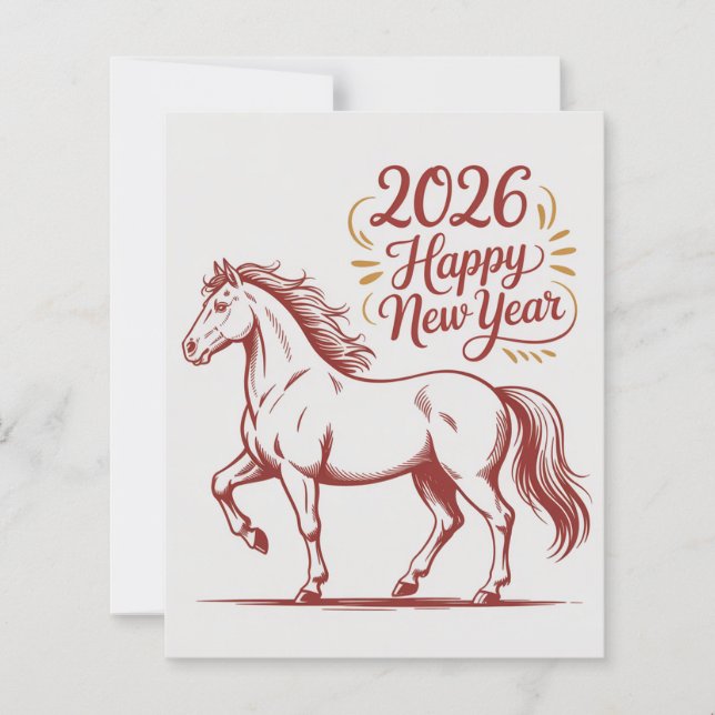 Chinese New Year 2026 Red Fire Horse Card (Vorderseite)