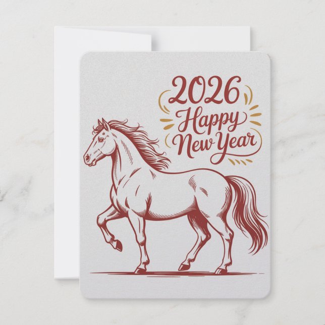 Chinese New Year 2026 Red Fire Horse Card RSVP Karte (Vorderseite)