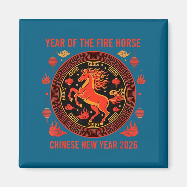 Chinese New Year 2026 Year Of The Fire Horse  Magnet (Vorne)