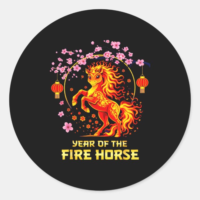 Chinese New Year 2026 Year Of The Fire Horse  Runder Aufkleber (Vorderseite)