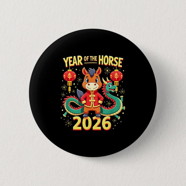 Chinese New Year 2026 Year Of The Horse  Button (Vorderseite)