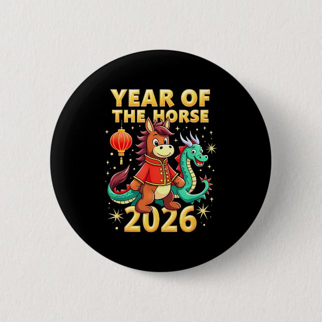 Chinese New Year 2026 Year Of The Horse  Button (Vorderseite)