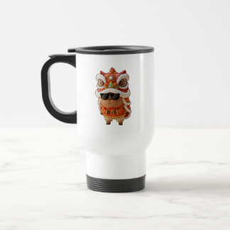 Chinese New Year Chill Capybara Lion Dance Travel  Reisebecher