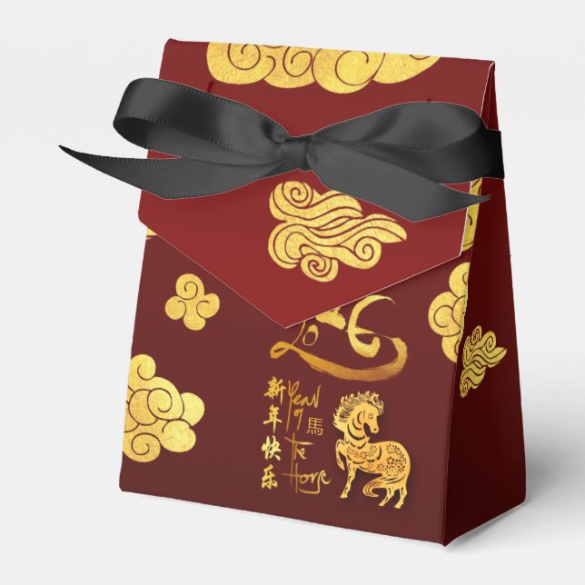 Chinese New Year Horse 2026 Gold Clouds TFB Geschenkschachtel (Vorderseite)