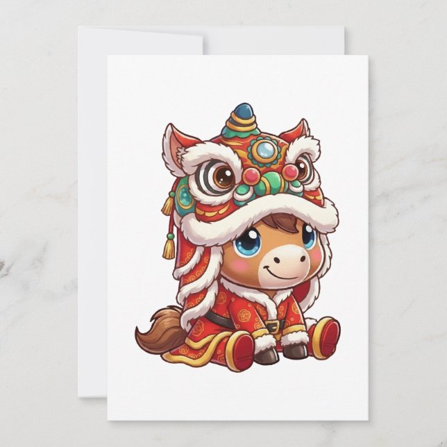 Chinese New Year Horse 2026 Zodiac Einladung (Vorderseite)