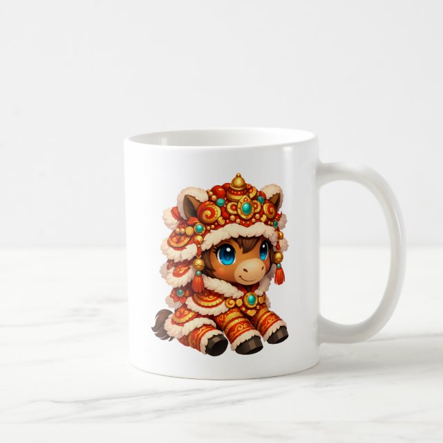 Chinese New Year Horse 2026 Zodiac Kaffeetasse (Rechts)