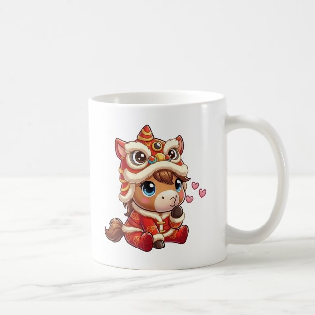 Chinese New Year Horse 2026 Zodiac Kaffeetasse (Rechts)