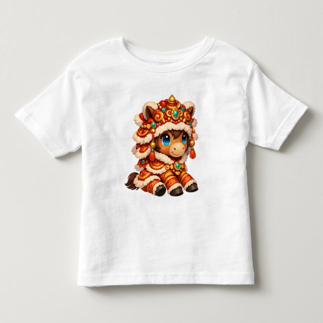 Chinese New Year Horse 2026 Zodiac Kleinkind T-shirt (Vorderseite)