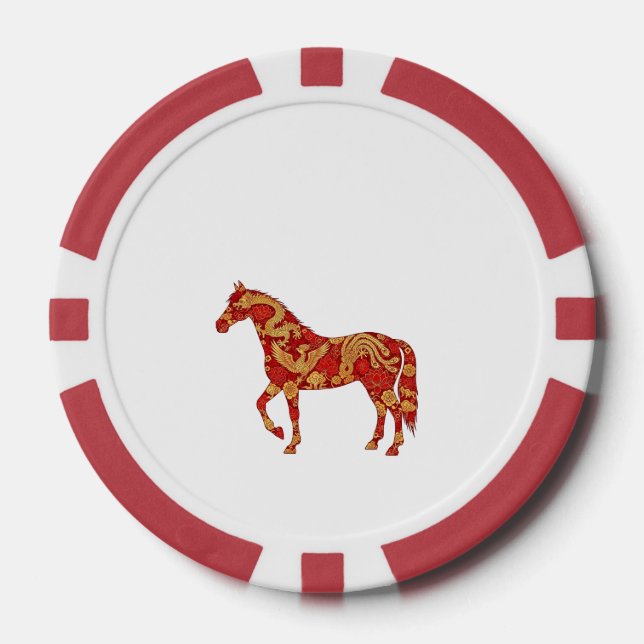 Chinese New Year Horse with Dragon Phoenix  Pokerchips (Vorderseite)