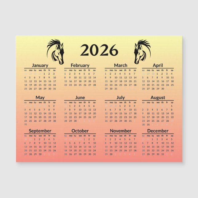 Chinese New Year of Horse 2026 Calendar  Magnetkarte (Vorderseite)