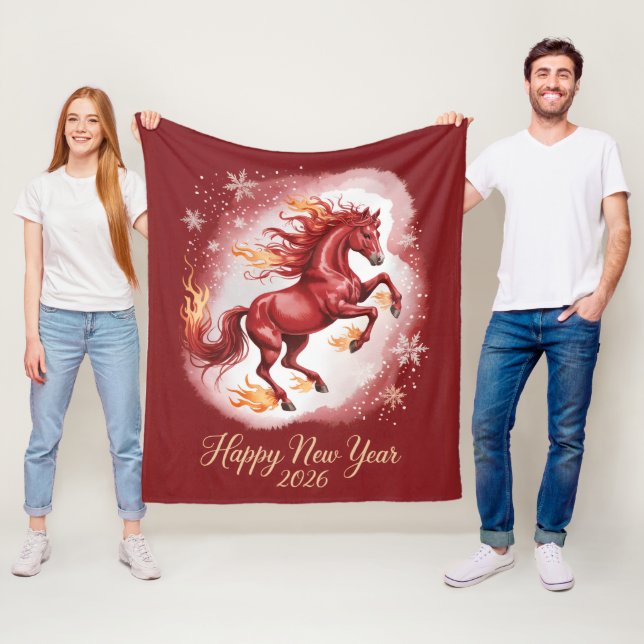 Chinese New year of the Horse 2026 Fleecedecke (Beispiel)