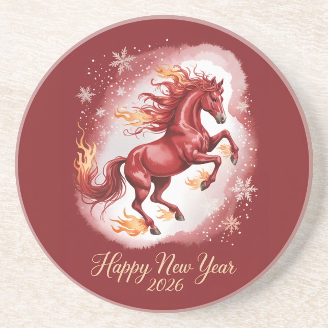 Chinese New year of the Horse 2026 Getränkeuntersetzer (Vorne)